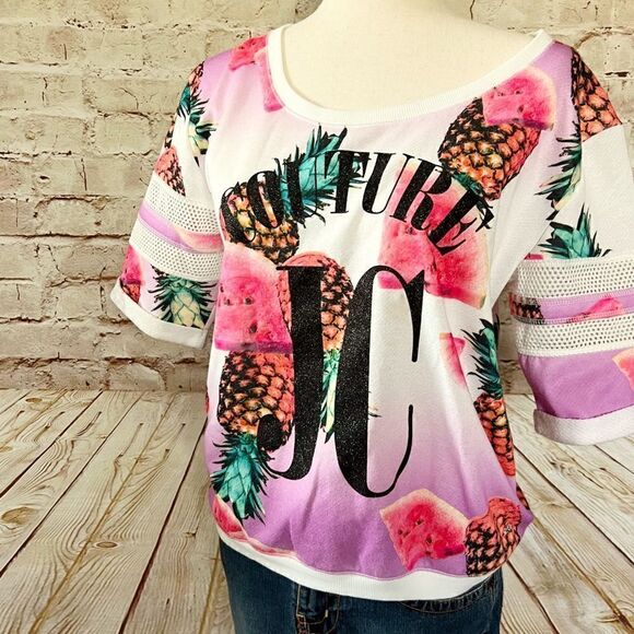 Juicy Couture fruit pineapple varsity pullover top - Picture 1 of 6